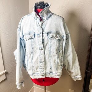 AVA & VIV Light Wash Stretch Denim Jean Jacket Plus Size 3X